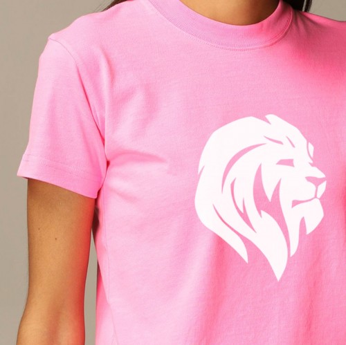 T-shirt rose Lion blanc